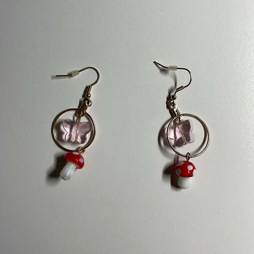 Hot topic mushroom and butterfly earrings